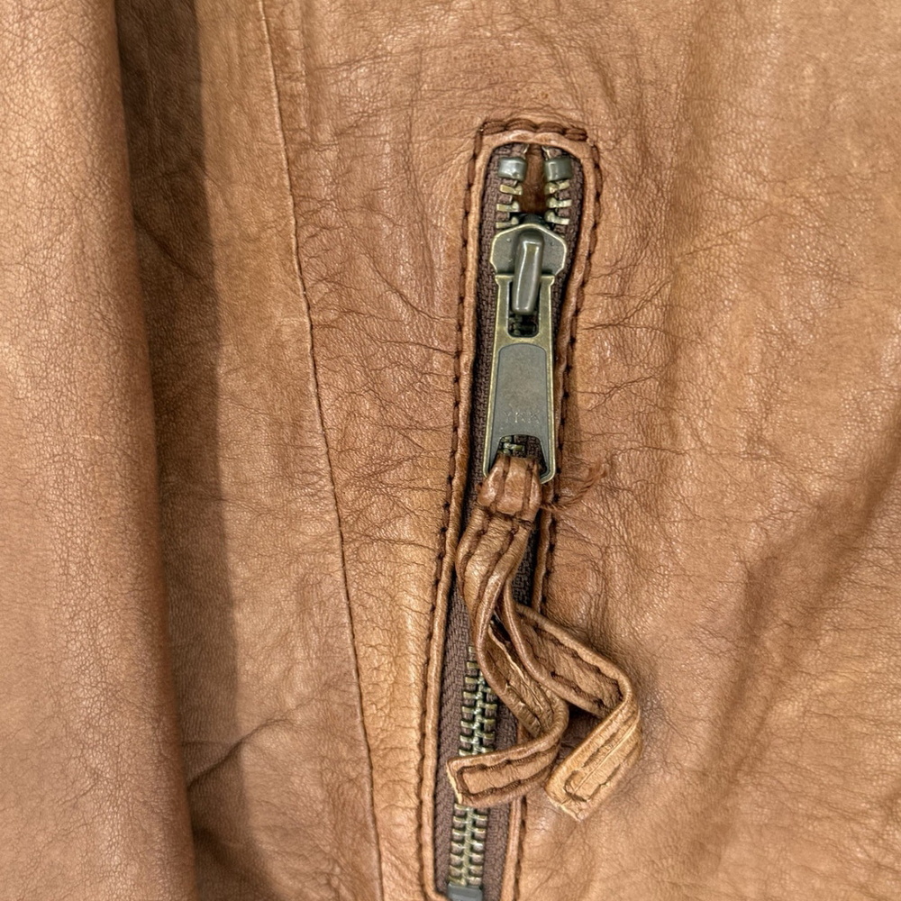 Lucky Brand Vintage Inspired Cognac Leather Jacket Women’s Medium - Picture 3 of 10